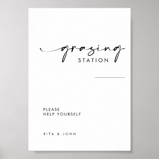 シックモダン放牧駅テー結婚ブルの標識 ポスター (正面)