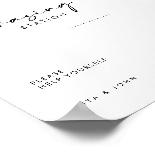 シックモダン放牧駅テー結婚ブルの標識 ポスター (角)