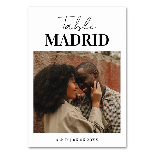 シックモダン旅行先テーマ写真結婚の テーブルナンバー (正面)