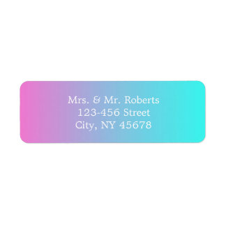 シックモダン春ピンクグラデーション結婚ターコイズ ラベル