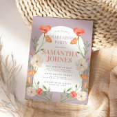 シックモダン春ワイルドフラワーズ卒業パーティー 招待状