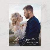 シックモダン書道結婚の写真ありがとう ポストカード (正面)