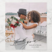 シックモダン書道結婚の感謝の写真Wi ワインラベル (シングルラベル)