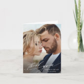 シックモダン書道2写真結婚折り畳み サンキューカード (正面)