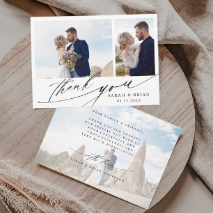 シックモダン書道3写真結婚s サンキューカード