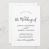 シックモダン書道QRコー結婚ド 招待状 (正面/裏面)