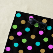 シックモダン水玉模様ブパーソナライズされたラック&金ゴールド ビーチタオル (インサイチュ)