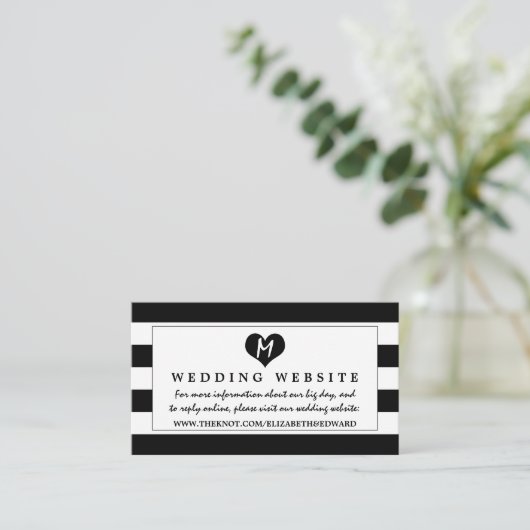 シックモダン白黒のサ結婚イト エンクロージャーカード (スタンド正面)