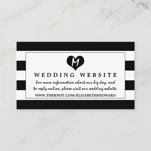 シックモダン白黒のサ結婚イト エンクロージャーカード (正面)