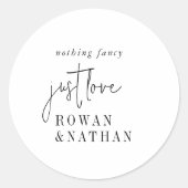 シックモダン白黒ジャストラブズ結婚ズ ラウンドシール (正面)