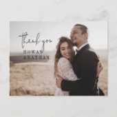 シックモダン白黒フォト結婚の感謝 ポストカード (正面)