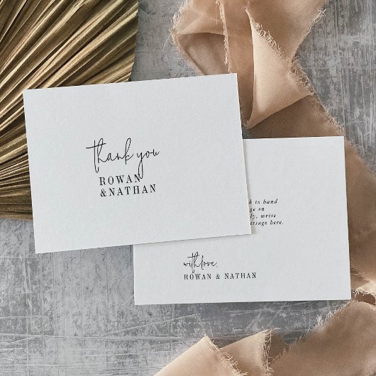 シックモダン白黒フラットズ結婚ズ サンキューカード