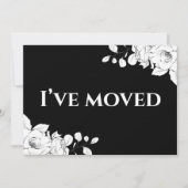 シックモダン白黒フローラ移動 案内状 (正面)