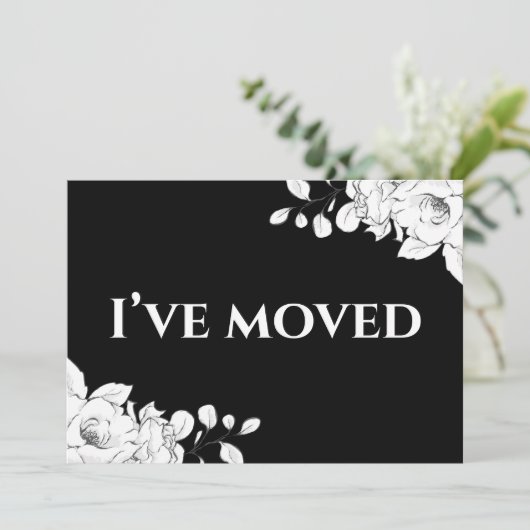 シックモダン白黒フローラ移動 案内状 (スタンド正面)