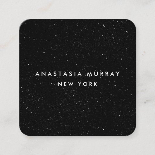 シックモダン白黒ミニマルグリッター銀河系 スクエア名刺 (正面)
