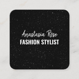 シックモダン白黒ミニマルグリッター銀河系 スクエア名刺