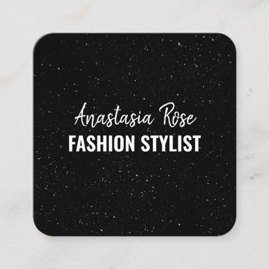 シックモダン白黒ミニマルグリッター銀河系 スクエア名刺 (正面)