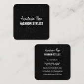 シックモダン白黒ミニマルグリッター銀河系 スクエア名刺 (正面/裏面)