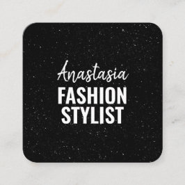 シックモダン白黒ミニマルグリッター銀河系 スクエア名刺