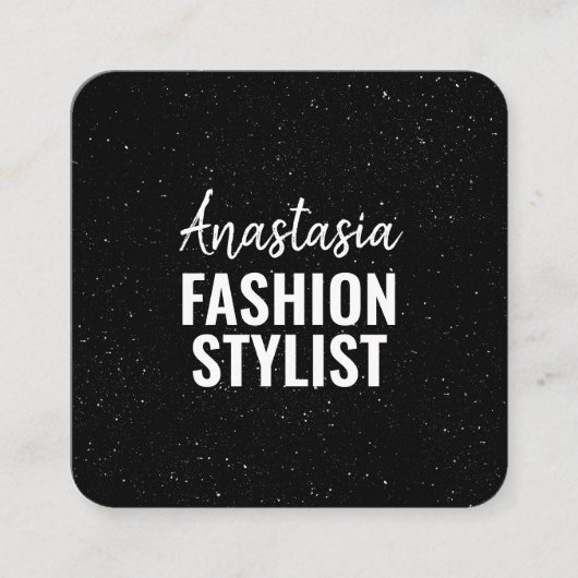 シックモダン白黒ミニマルグリッター銀河系 スクエア名刺 (正面)