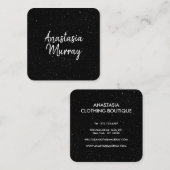 シックモダン白黒ミニマルグリッター銀河系 スクエア名刺 (正面/裏面)