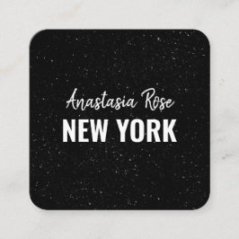 シックモダン白黒ミニマルグリッター銀河系 スクエア名刺