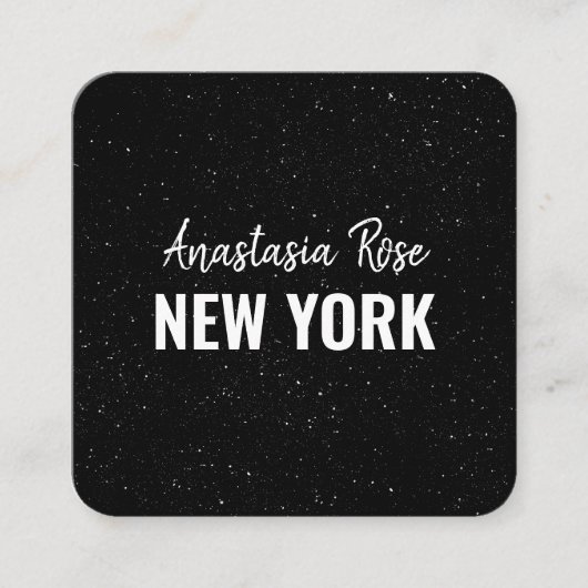 シックモダン白黒ミニマルグリッター銀河系 スクエア名刺 (正面)