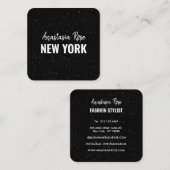 シックモダン白黒ミニマルグリッター銀河系 スクエア名刺 (正面/裏面)