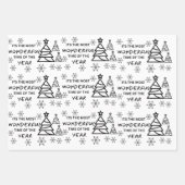 シックモダン白黒メリークリスマス引用文ギフト ラッピングペーパーシート (正面3)