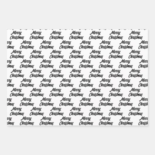 シックモダン白黒メリークリスマス引用文ギフト ラッピングペーパーシート (正面)