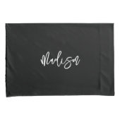 シックモダン白黒モノグパーソナライズされたラム名 枕カバー (正面右)