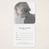 シックモダン白黒モノグラムフォトギフトカード (正面&裏面)