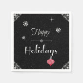 シックモダン白黒レッドクリスマスホリデイ スタンダードカクテルナプキン (正面)