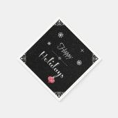 シックモダン白黒レッドクリスマスホリデイ スタンダードカクテルナプキン (角)