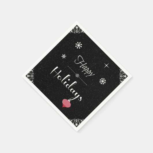 シックモダン白黒レッドクリスマスホリデイ スタンダードカクテルナプキン (角)
