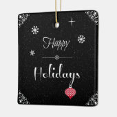 シックモダン白黒レッドクリスマスホリデイ セラミックオーナメント (左)