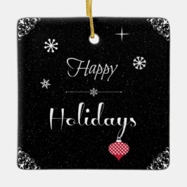 シックモダン白黒レッドクリスマスホリデイ セラミックオーナメント