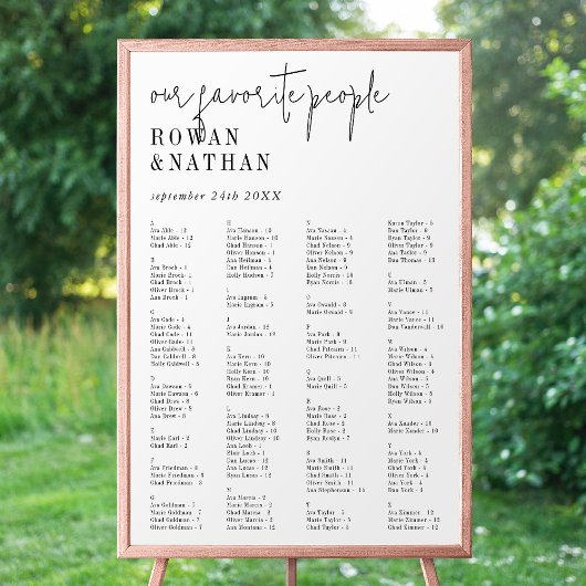 シックモダン白黒印刷可能座席表 ポスター