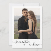 シックモダン白黒2フォトミニマル結婚リスト 招待状 (正面)