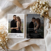 シックモダン白黒2フォトミニマル結婚リスト 招待状