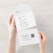 シックモダン白黒QRモノグラム結婚ズ オールインワン招待状 (貼ってはがせる)