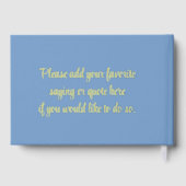 シックモダン結婚の埃っぽいブルーと金ゴールドハードカバー ゲストブック (裏面)