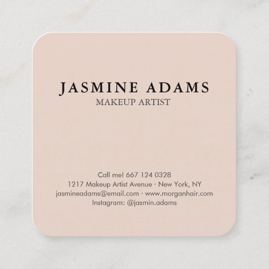 シックモダン美しいクリームベージュカジュアルスクリプトフォト スクエア名刺 (裏面)