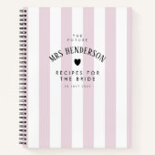 シックモダン薄紫ストライプブライダルシャワーギフトレシピ ノートブック (正面)