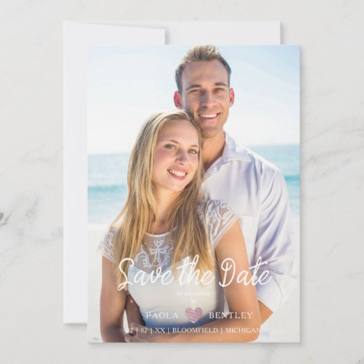 シックモダン薄紫ハートフォトカップル結婚ズ (正面)