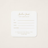 シックモダン赤面エレガント金ゴールドギフト券 (裏面)