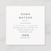 シックモダン赤面パープルプロフェッショナルタイポグラフィ スクエア名刺 (裏面)