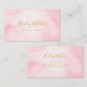 シックモダン赤面ピンクウォーターカラー 名刺 (正面/裏面)