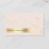 シックモダン赤面ピンクフェイク金ゴールドブラッシュメタル 名刺 (正面)