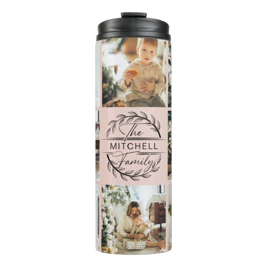 シックモダン赤面ピンクモノグラムの&フォトコラージュ タンブラー (正面)